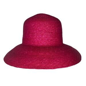 Laura Ashley Women's Straw Sun Hat Pink Wide Brim Summer Beach Panama Hat